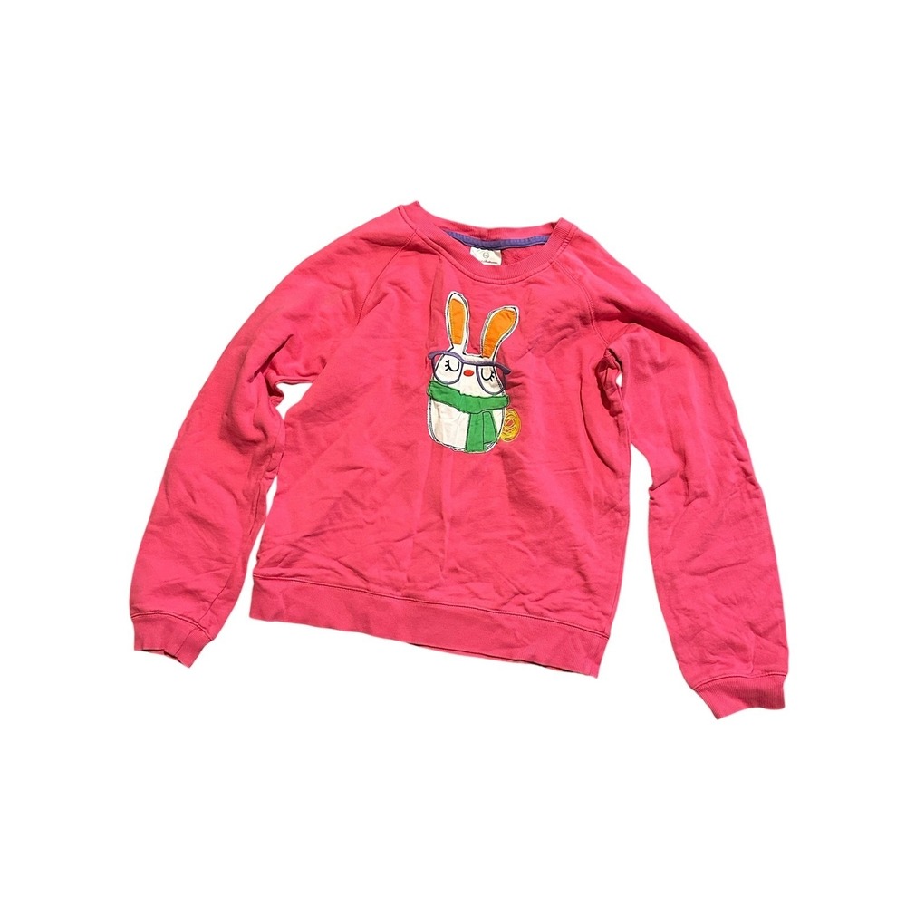 Hanna Andersson Kids Pink Bunny Embroidered Cotton Sweatshirt Size 160